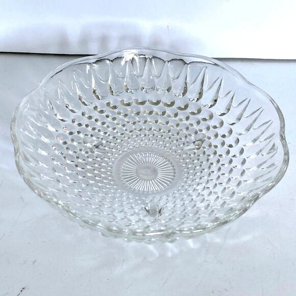 1960s Anchor Hocking Clear Glass Teardrop Hobnail Three Footed Bowl Dish Vintage - Picture 1 of 7